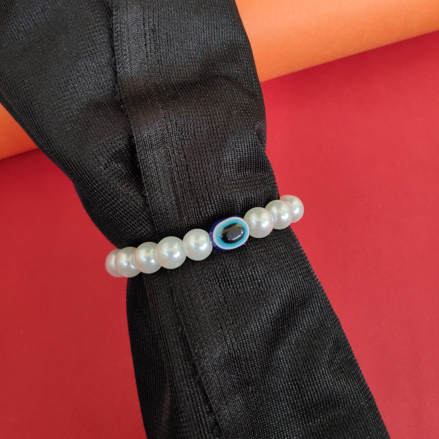 White Pearl Evil Eye Bracelet