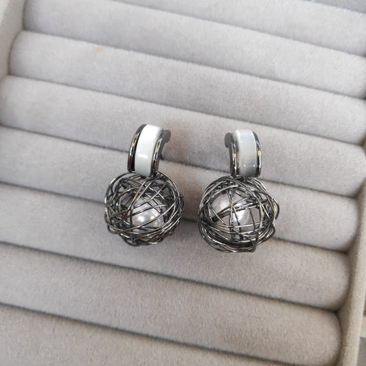 Daily wear Silver Black Earrings