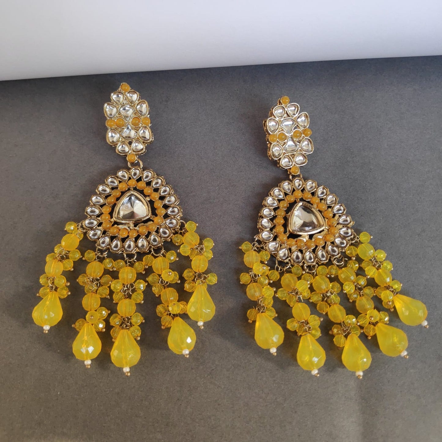 Pachi Kundan Chandbali With Detailed Crystal Latkan