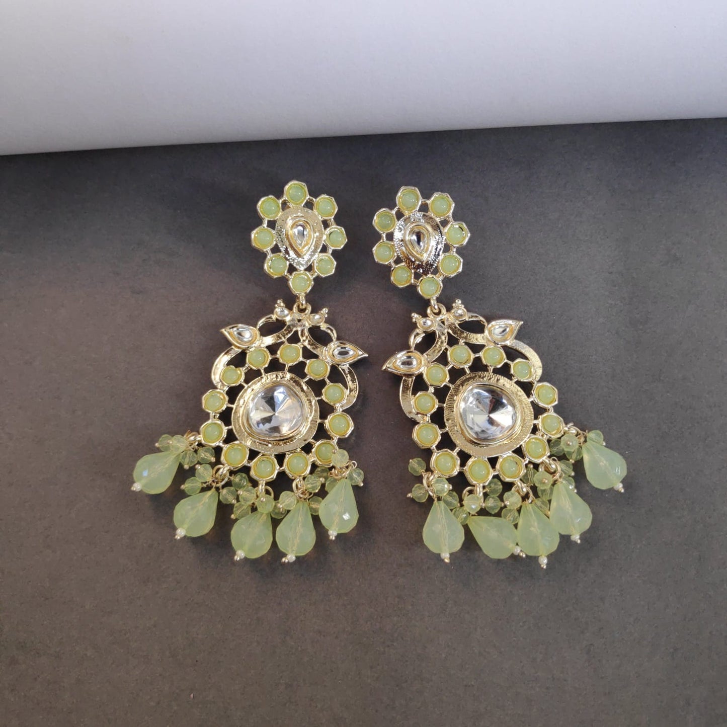 Kundan Earrings With Crystal Latkan