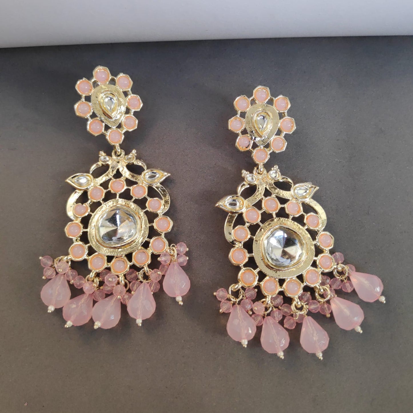 Kundan Earrings With Crystal Latkan