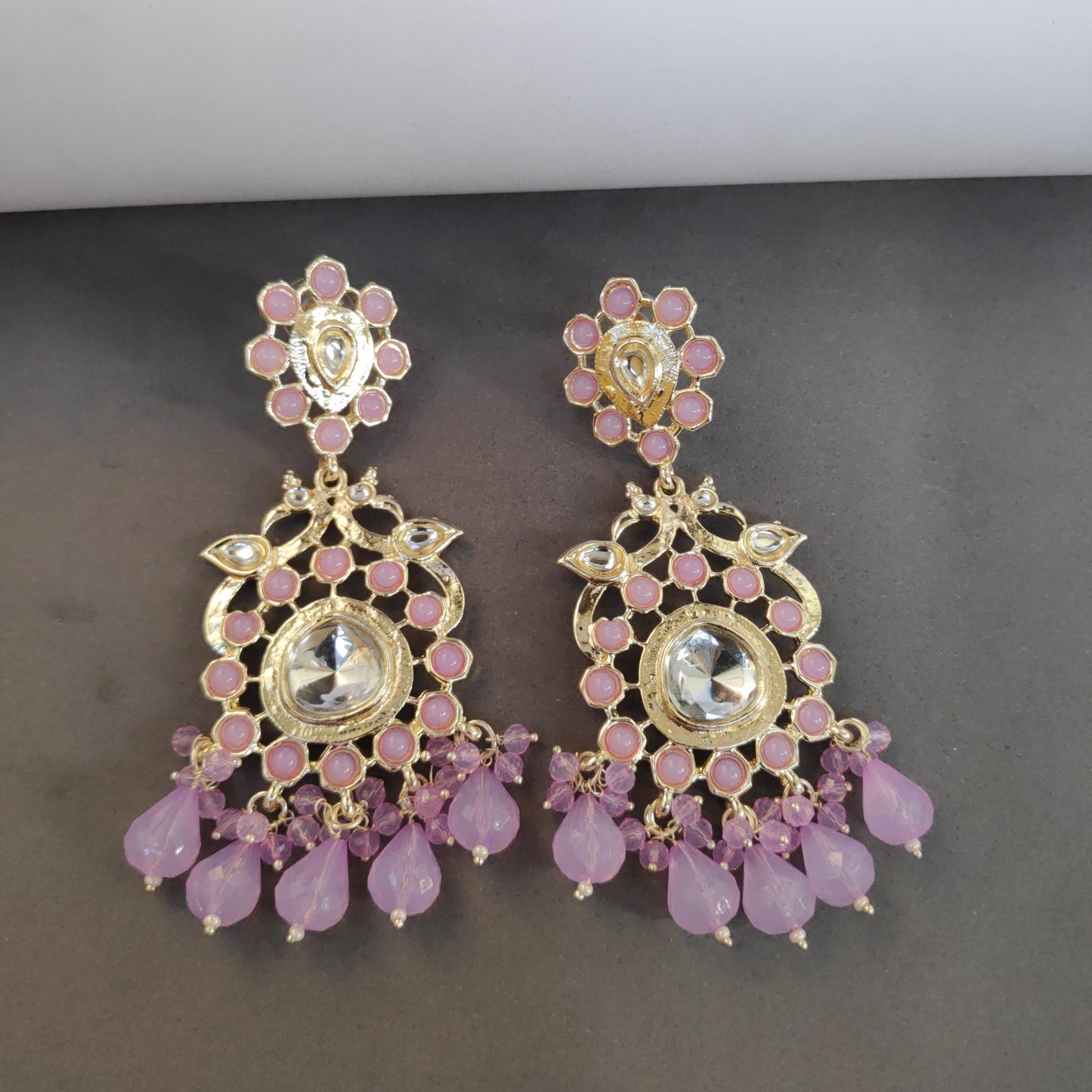 Kundan Earrings With Crystal Latkan