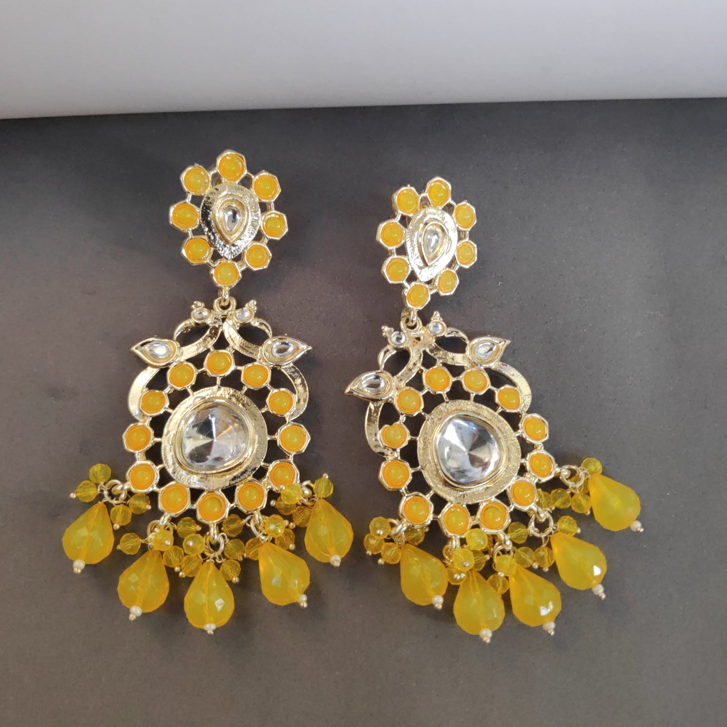 Kundan Earrings With Crystal Latkan