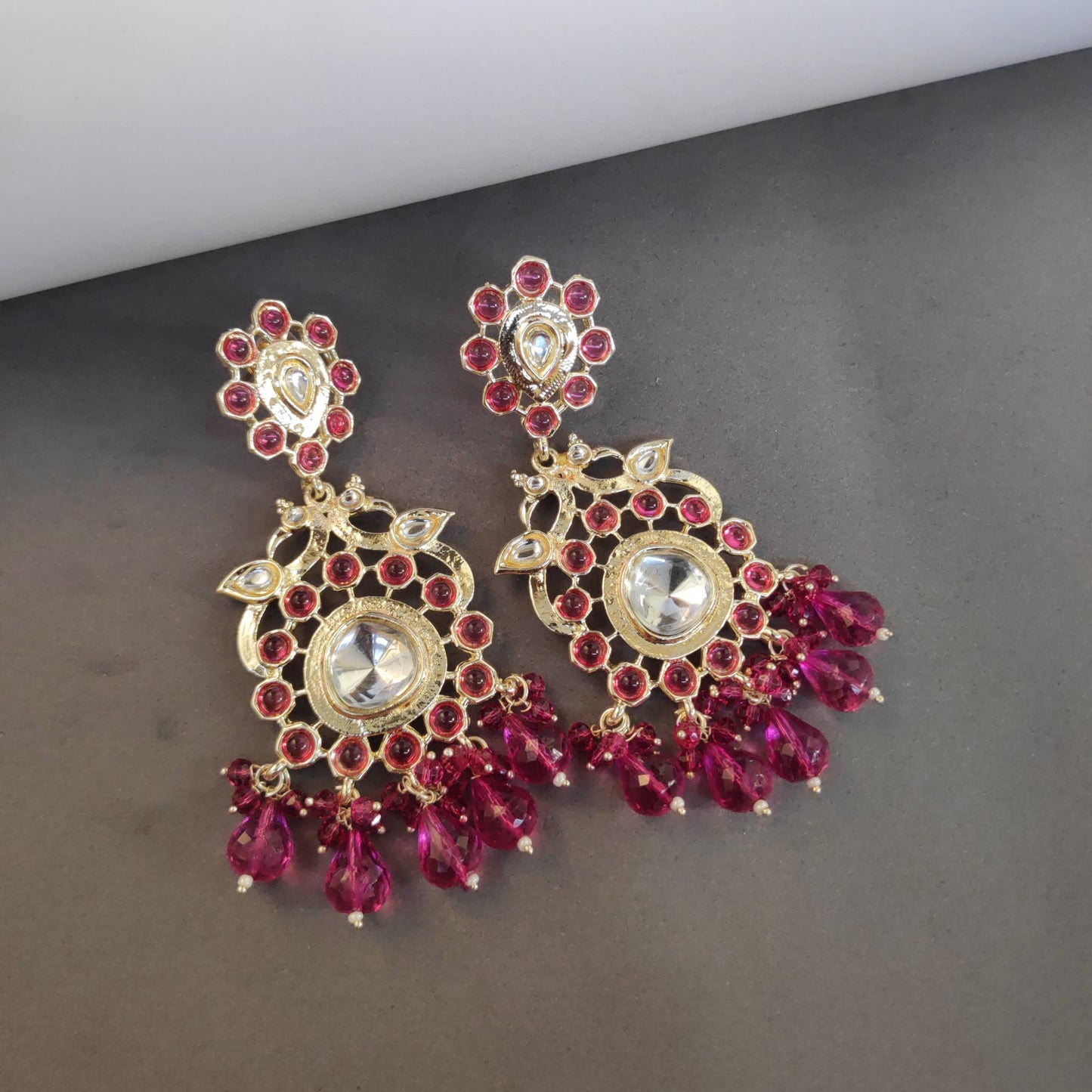 Kundan Earrings With Crystal Latkan