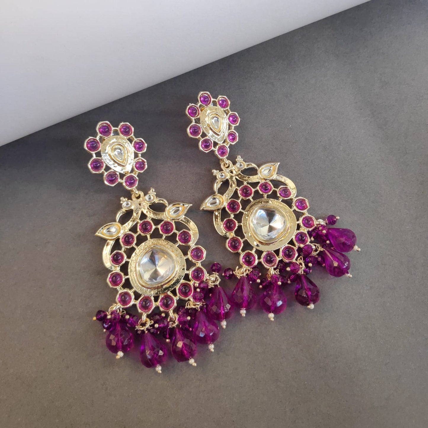 Kundan Earrings With Crystal Latkan