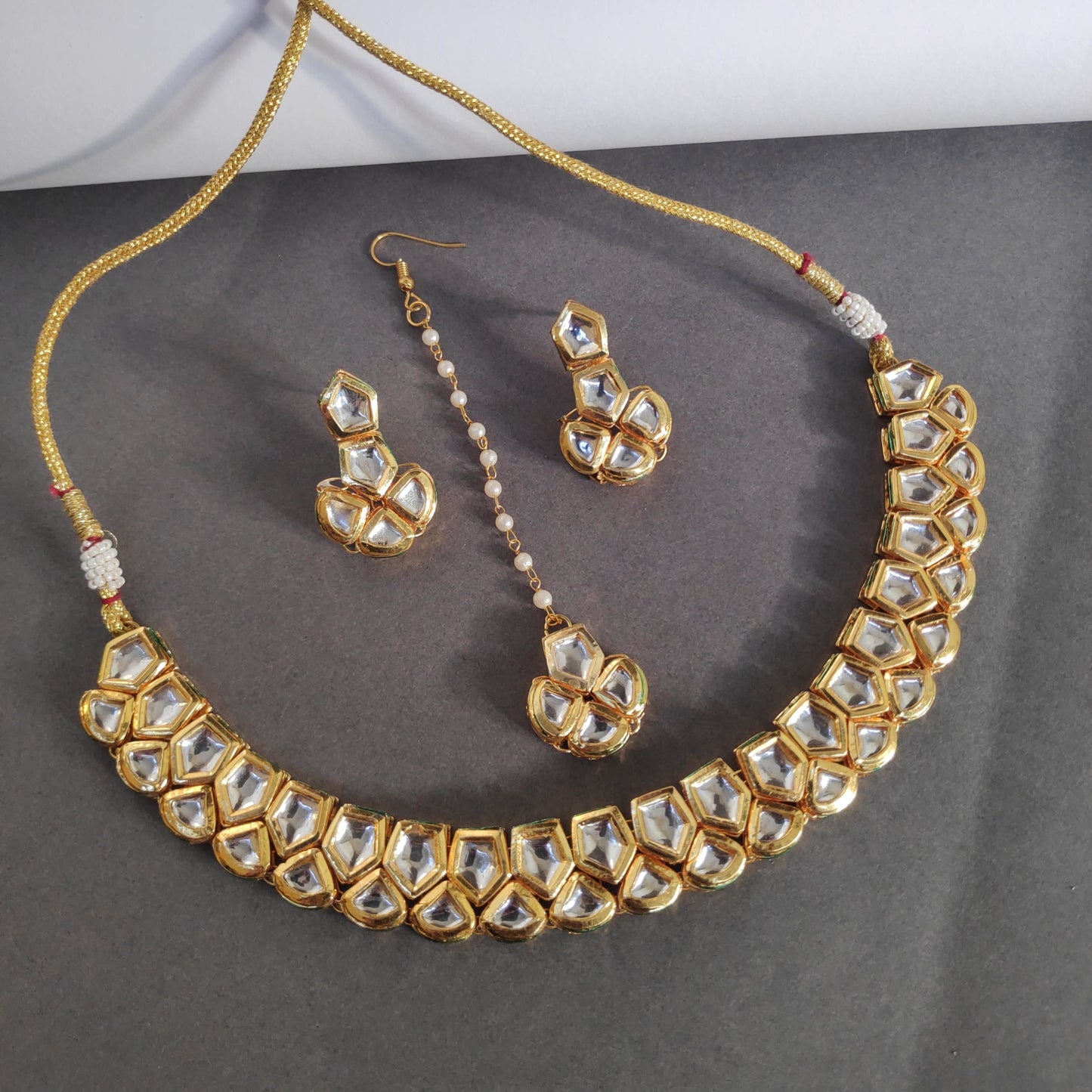 Kundan Necklace Set With Back Meenakari Work