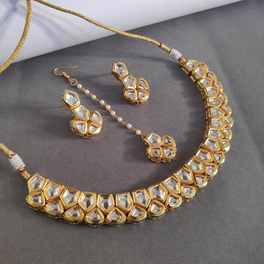 Kundan Necklace Set With Back Meenakari Work