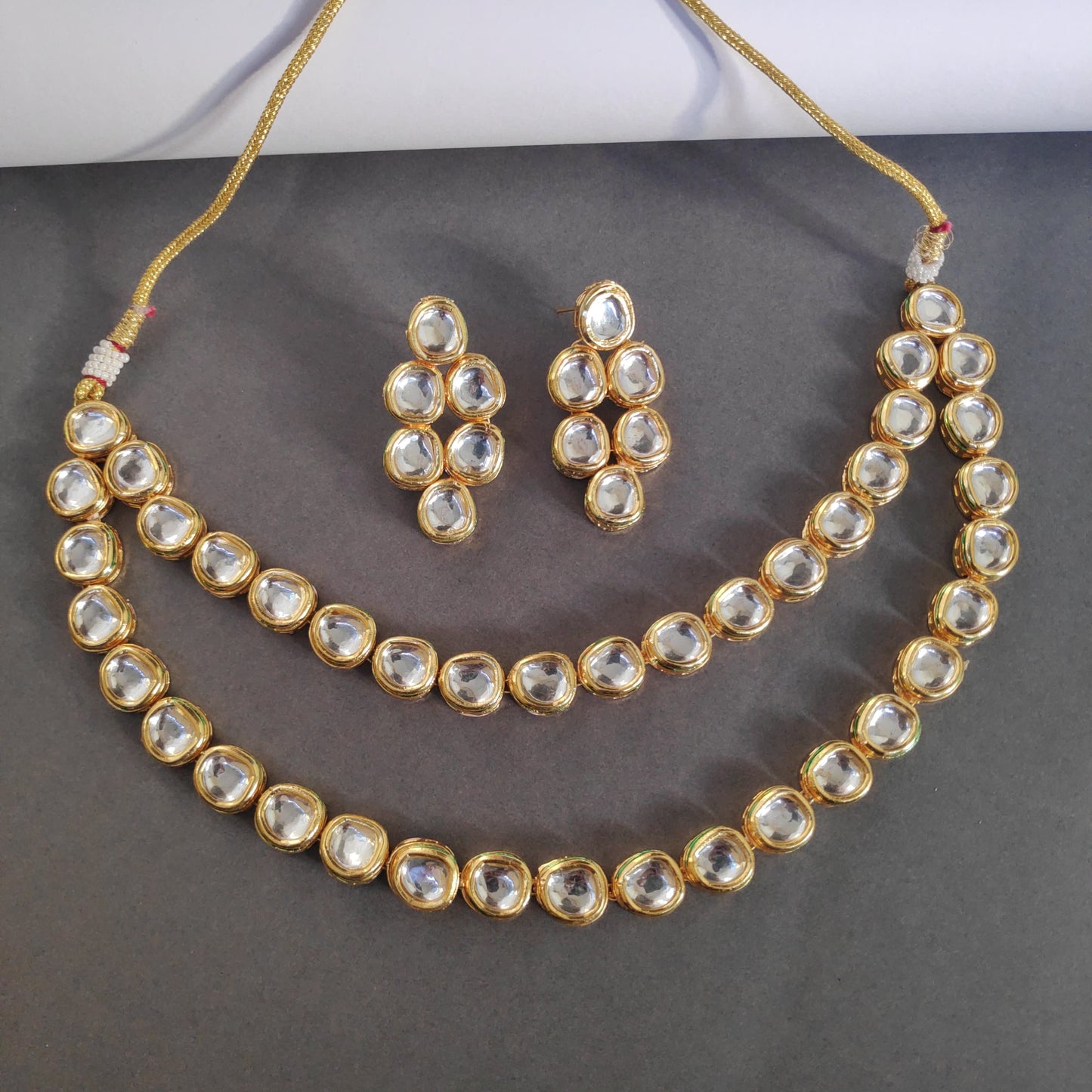 Two Line Kundan Necklace Set