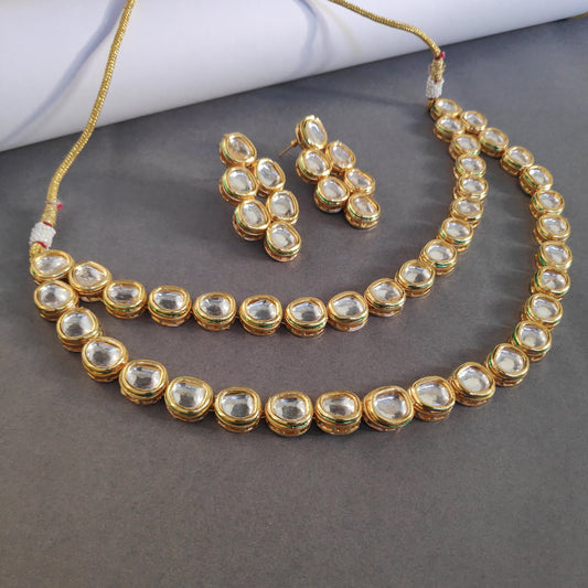 Two Line Kundan Necklace Set