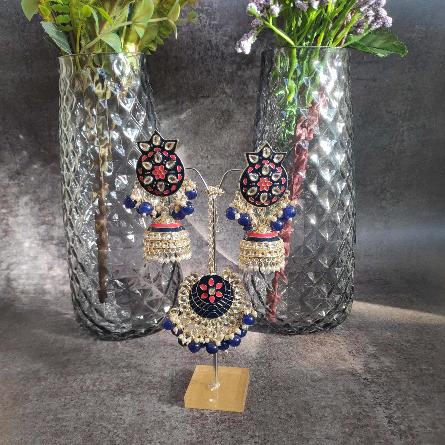 Meenakari Jhumki TIka Set